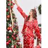 Ekouaer Silk Satin Pajama Set for Womens Button Up Long Sleeve Pjs Sleepwear Soft 2 Piece Loungewear S-XXL(Christmas Red)