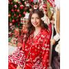 Ekouaer Silk Satin Pajama Set for Womens Button Up Long Sleeve Pjs Sleepwear Soft 2 Piece Loungewear S-XXL(Christmas Red)