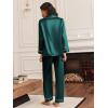 Ekouaer Silk Satin Pajama Set for Womens Button Up Long Sleeve Pjs Sleepwear Soft 2 Piece Loungewear S-XXL(Green)