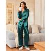 Ekouaer Silk Satin Pajama Set for Womens Button Up Long Sleeve Pjs Sleepwear Soft 2 Piece Loungewear S-XXL(Green)