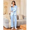 Ekouaer Silk Satin Pajama Set for Womens Button Up Long Sleeve Pjs Sleepwear Soft 2 Piece Loungewear S-XXL(Light Blue)