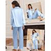 Ekouaer Silk Satin Pajama Set for Womens Button Up Long Sleeve Pjs Sleepwear Soft 2 Piece Loungewear S-XXL(Light Blue)