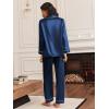 Ekouaer Silk Satin Pajama Set for Womens Button Up Long Sleeve Pjs Sleepwear Soft 2 Piece Loungewear S-XXL(Navy Blue)
