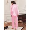 Ekouaer Silk Satin Pajama Set for Womens Button Up Long Sleeve Pjs Sleepwear Soft 2 Piece Loungewear S-XXL(Pink)