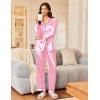 Ekouaer Silk Satin Pajama Set for Womens Button Up Long Sleeve Pjs Sleepwear Soft 2 Piece Loungewear S-XXL(Pink)
