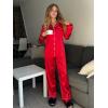 Ekouaer Silk Satin Pajama Set for Womens Button Up Long Sleeve Pjs Sleepwear Soft 2 Piece Loungewear S-XXL(Red)