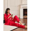 Ekouaer Silk Satin Pajama Set for Womens Button Up Long Sleeve Pjs Sleepwear Soft 2 Piece Loungewear S-XXL(Red)