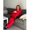 Ekouaer Silk Satin Pajama Set for Womens Button Up Long Sleeve Pjs Sleepwear Soft 2 Piece Loungewear S-XXL(Red)