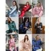 Ekouaer Silk Satin Pajama Set for Womens Button Up Long Sleeve Pjs Sleepwear Soft 2 Piece Loungewear S-XXL(Rose Red)