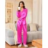 Ekouaer Silk Satin Pajama Set for Womens Button Up Long Sleeve Pjs Sleepwear Soft 2 Piece Loungewear S-XXL(Rose Red)