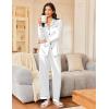 Ekouaer Silk Satin Pajama Set for Womens Button Up Long Sleeve Pjs Sleepwear Soft 2 Piece Loungewear S-XXL(White)
