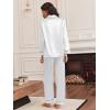 Ekouaer Silk Satin Pajama Set for Womens Button Up Long Sleeve Pjs Sleepwear Soft 2 Piece Loungewear S-XXL(White)