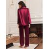 Ekouaer Silk Satin Pajama Set for Womens Button Up Long Sleeve Pjs Sleepwear Soft 2 Piece Loungewear S-XXL(Wine)