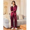 Ekouaer Silk Satin Pajama Set for Womens Button Up Long Sleeve Pjs Sleepwear Soft 2 Piece Loungewear S-XXL(Wine)