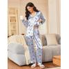 Ekouaer Silk Satin Pajama Set for Womens Button Up Long Sleeve Pjs Sleepwear Soft 2 Piece Loungewear S-XXL(Z Blue Stripe Teddy)