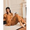 Ekouaer Silk Satin Pajama Set for Womens Button Up Long Sleeve Pjs Sleepwear Soft 2 Piece Loungewear S-XXL(Z Brown Teddy)