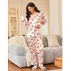 Ekouaer Silk Satin Pajama Set for Womens Button Up Long Sleeve Pjs Sleepwear Soft 2 Piece Loungewear S-XXL(Z Cherry Teddy)