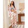Ekouaer Silk Satin Pajama Set for Womens Button Up Long Sleeve Pjs Sleepwear Soft 2 Piece Loungewear S-XXL(Z Cherry Teddy)