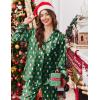 Ekouaer Silk Satin Pajama Set for Womens Button Up Long Sleeve Pjs Sleepwear Soft 2 Piece Loungewear S-XXL(Z Green Christmas Teddy)