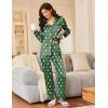 Ekouaer Silk Satin Pajama Set for Womens Button Up Long Sleeve Pjs Sleepwear Soft 2 Piece Loungewear S-XXL(Z Green Christmas Teddy)