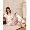 Ekouaer Silk Satin Pajama Set for Womens Button Up Long Sleeve Pjs Sleepwear Soft 2 Piece Loungewear S-XXL(Z Heart Teddy)