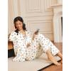 Ekouaer Silk Satin Pajama Set for Womens Button Up Long Sleeve Pjs Sleepwear Soft 2 Piece Loungewear S-XXL(Z Paris Teddy)