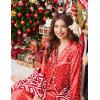 Ekouaer Silk Satin Pajama Set for Womens Button Up Long Sleeve Pjs Sleepwear Soft 2 Piece Loungewear S-XXL(Z Red Christmas Teddy)