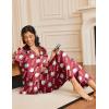 Ekouaer Silk Satin Pajama Set for Womens Button Up Long Sleeve Pjs Sleepwear Soft 2 Piece Loungewear S-XXL(Z Red Teddy)