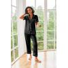 Ekouaer Silk Satin Pajamas Set Women Short Sleeve Sleepwear Soft Button Down Loungewear Pjs Set(Black)