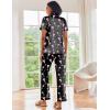 Ekouaer Silk Satin Pajamas Set Women Short Sleeve Sleepwear Soft Button Down Loungewear Pjs Set(Black Cocktail)