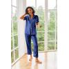 Ekouaer Silk Satin Pajamas Set Women Short Sleeve Sleepwear Soft Button Down Loungewear Pjs Set(Blue)