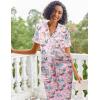 Ekouaer Silk Satin Pajamas Set Women Short Sleeve Sleepwear Soft Button Down Loungewear Pjs Set(Cat Print)