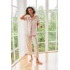 Ekouaer Silk Satin Pajamas Set Women Short Sleeve Sleepwear Soft Button Down Loungewear Pjs Set(Champagne)
