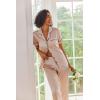 Ekouaer Silk Satin Pajamas Set Women Short Sleeve Sleepwear Soft Button Down Loungewear Pjs Set(Champagne)