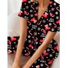 Ekouaer Silk Satin Pajamas Set Women Short Sleeve Sleepwear Soft Button Down Loungewear Pjs Set(Christmas Socks)