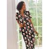 Ekouaer Silk Satin Pajamas Set Women Short Sleeve Sleepwear Soft Button Down Loungewear Pjs Set(French Fries)