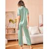 Ekouaer Silk Satin Pajamas Set Women Short Sleeve Sleepwear Soft Button Down Loungewear Pjs Set(Gossamer Green)