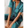 Ekouaer Silk Satin Pajamas Set Women Short Sleeve Sleepwear Soft Button Down Loungewear Pjs Set(Green Pink)