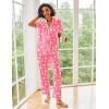 Ekouaer Silk Satin Pajamas Set Women Short Sleeve Sleepwear Soft Button Down Loungewear Pjs Set(Hot Pink Cocktail)