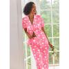 Ekouaer Silk Satin Pajamas Set Women Short Sleeve Sleepwear Soft Button Down Loungewear Pjs Set(Hot Pink Cocktail)