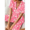 Ekouaer Silk Satin Pajamas Set Women Short Sleeve Sleepwear Soft Button Down Loungewear Pjs Set(Hot Pink Cocktail)