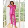 Ekouaer Silk Satin Pajamas Set Women Short Sleeve Sleepwear Soft Button Down Loungewear Pjs Set(Leopard Hot Pink)