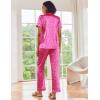 Ekouaer Silk Satin Pajamas Set Women Short Sleeve Sleepwear Soft Button Down Loungewear Pjs Set(Leopard Hot Pink)