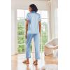 Ekouaer Silk Satin Pajamas Set Women Short Sleeve Sleepwear Soft Button Down Loungewear Pjs Set(Light Blue)