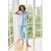 Ekouaer Silk Satin Pajamas Set Women Short Sleeve Sleepwear Soft Button Down Loungewear Pjs Set(Light Blue)
