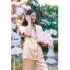 Ekouaer Silk Satin Pajamas Set Women Short Sleeve Sleepwear Soft Button Down Loungewear Pjs Set(Light Champagne)