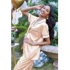 Ekouaer Silk Satin Pajamas Set Women Short Sleeve Sleepwear Soft Button Down Loungewear Pjs Set(Light Champagne)