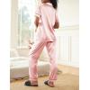 Ekouaer Silk Satin Pajamas Set Women Short Sleeve Sleepwear Soft Button Down Loungewear Pjs Set(Light Pink)