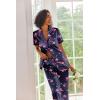Ekouaer Silk Satin Pajamas Set Women Short Sleeve Sleepwear Soft Button Down Loungewear Pjs Set(Navy Cocktail)
