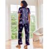 Ekouaer Silk Satin Pajamas Set Women Short Sleeve Sleepwear Soft Button Down Loungewear Pjs Set(Navy Cocktail)